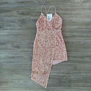 NWT Here Comes The Sun Pink Velvet Sequin Dress, Size Small